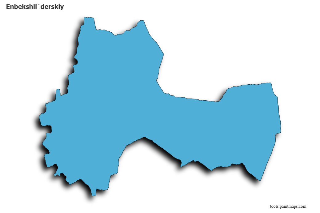 Mapa de Enbekshil`derskiy con efecto de sombra 3D