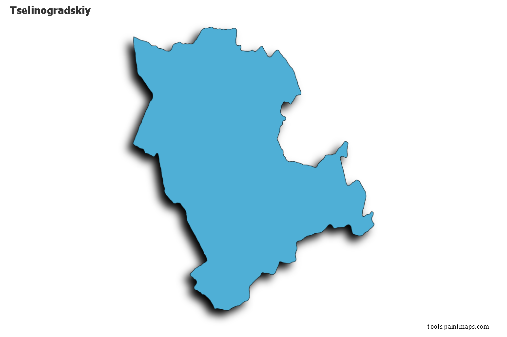 Mapa de Tselinogradskiy con efecto de sombra 3D