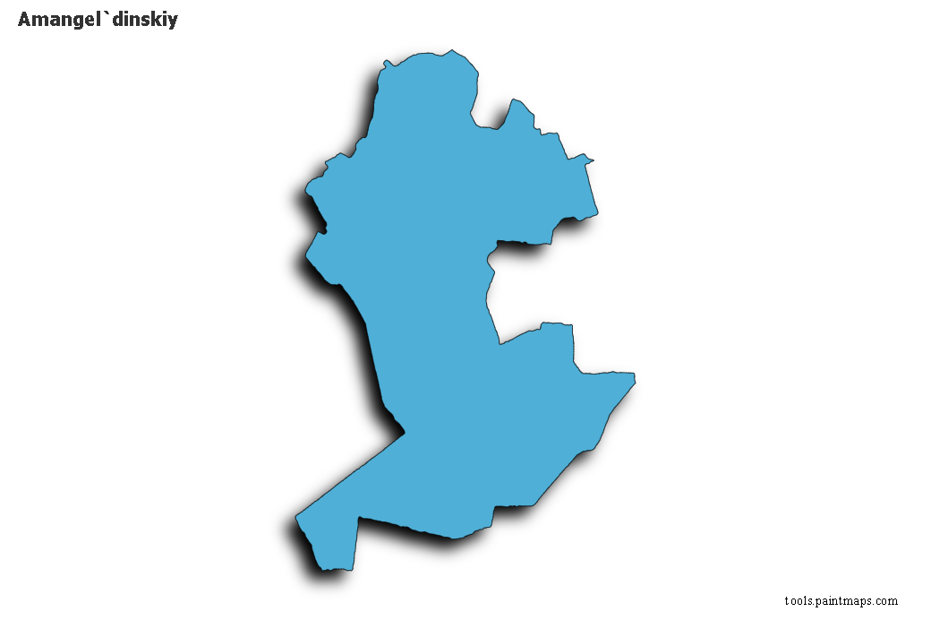 Mapa de Amangel`dinskiy con efecto de sombra 3D