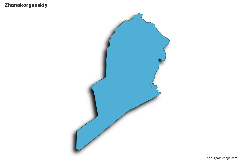 Zhanakorganskiy map with 3d shadow effect