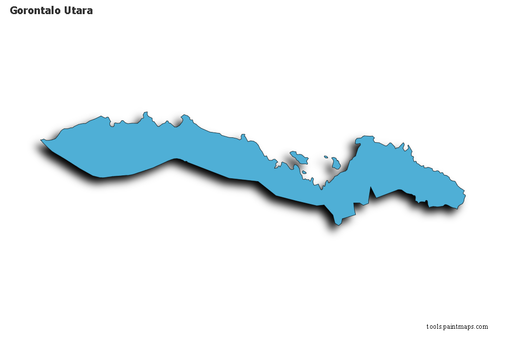 3D gölge efektli Gorontalo Utara haritası