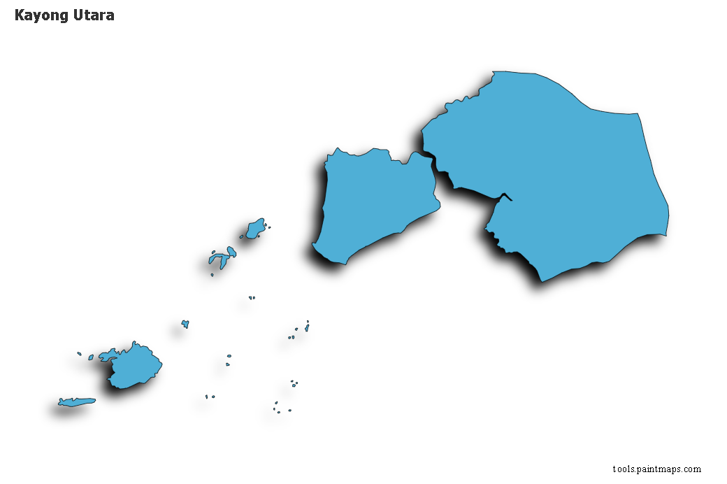 Mapa de Kayong Utara con efecto de sombra 3D