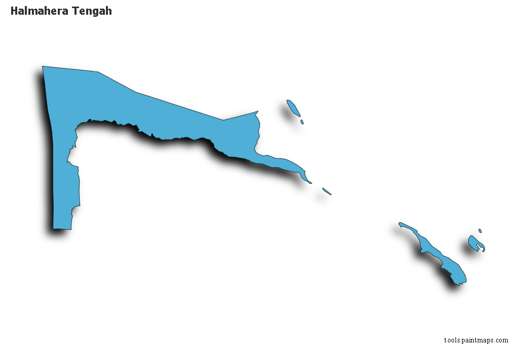 Halmahera Tengah map with 3d shadow effect