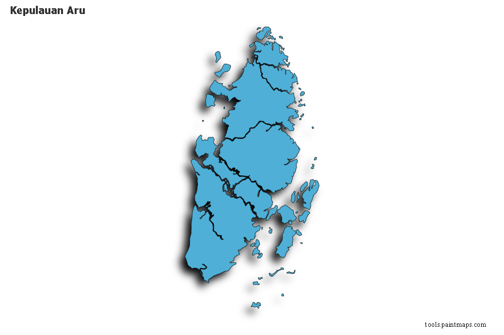 3D gölge efektli Kepulauan Aru haritası