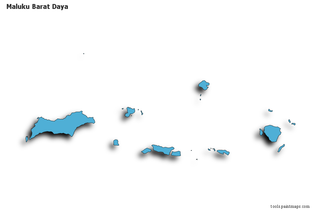 Maluku Barat Daya map with 3d shadow effect