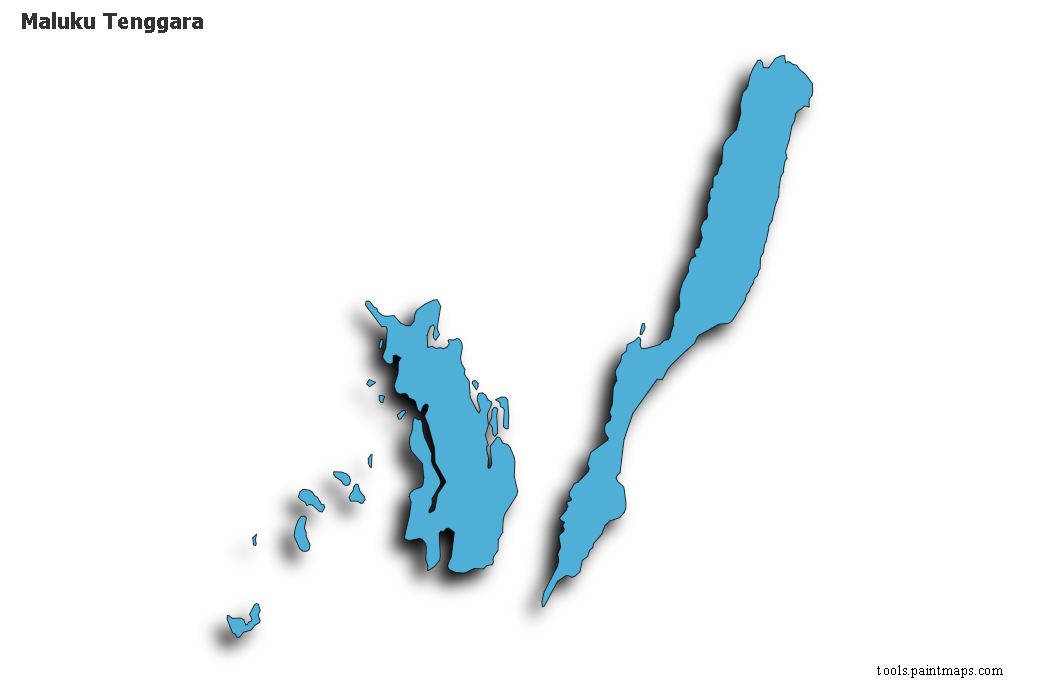 Maluku Tenggara map with 3d shadow effect