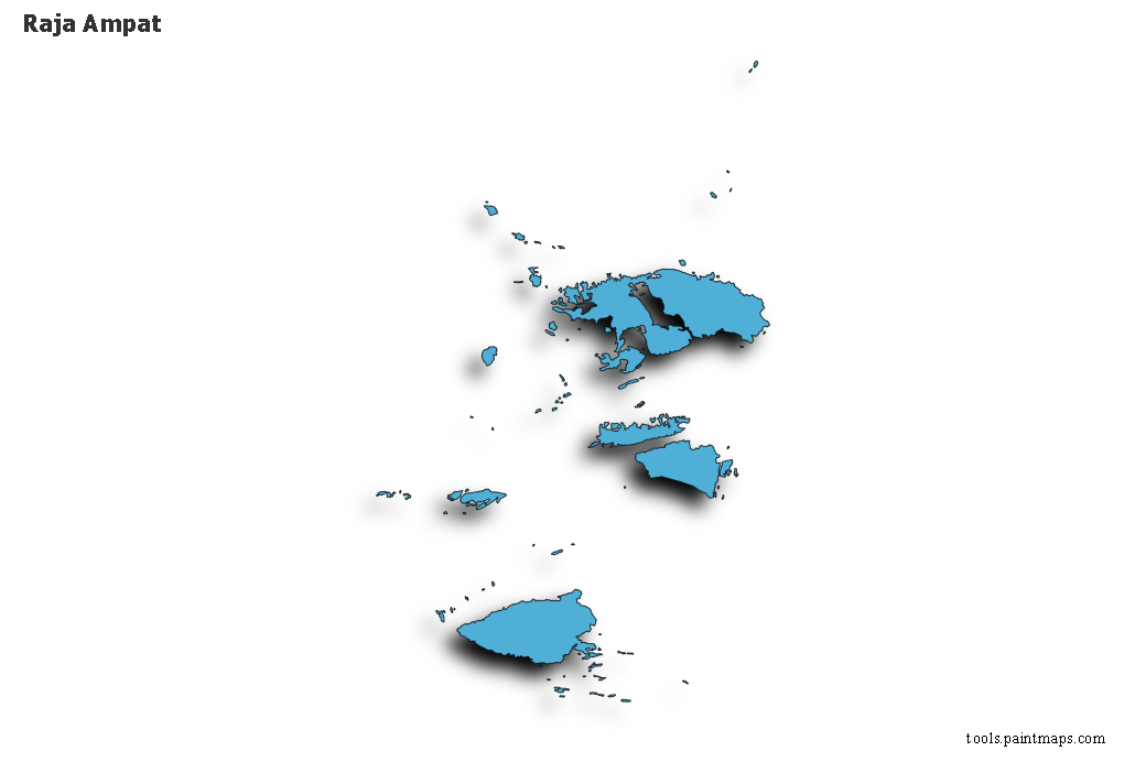 Raja Ampat map with 3d shadow effect