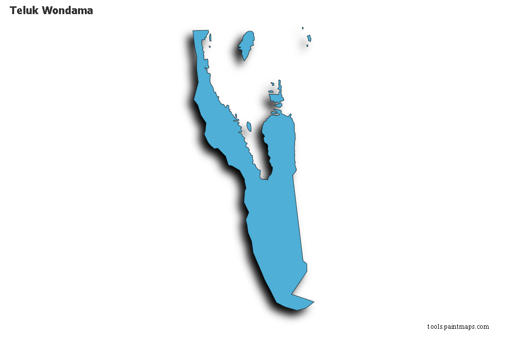 Teluk Wondama map with 3d shadow effect