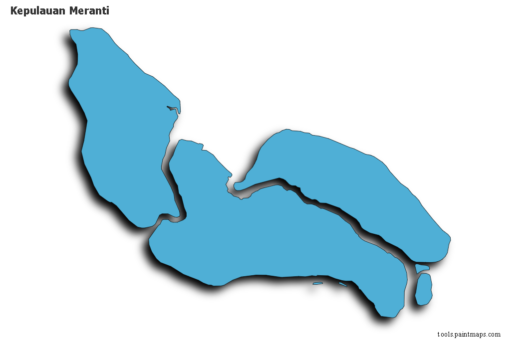 Mapa de Kepulauan Meranti con efecto de sombra 3D