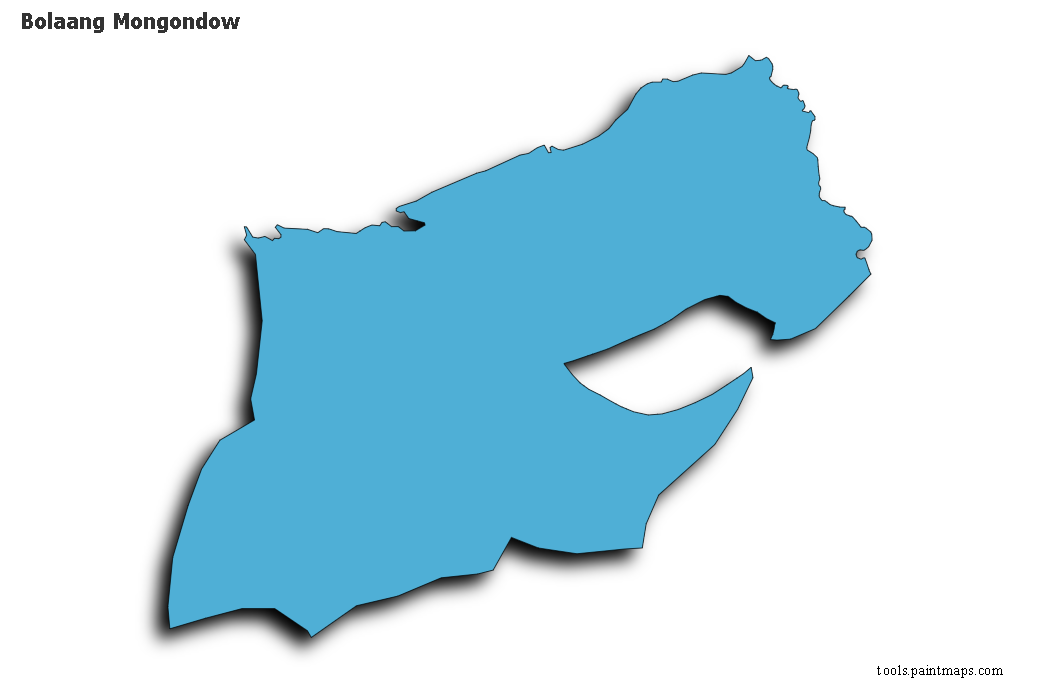 Mapa de Bolaang Mongondow con efecto de sombra 3D