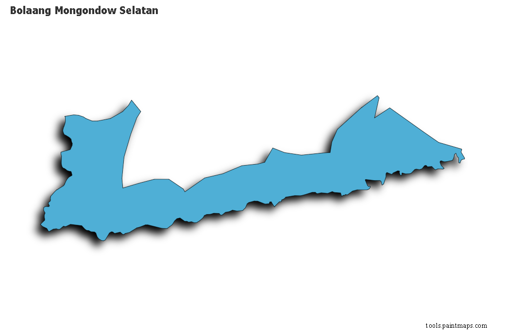 Bolaang Mongondow Selatan map with 3d shadow effect