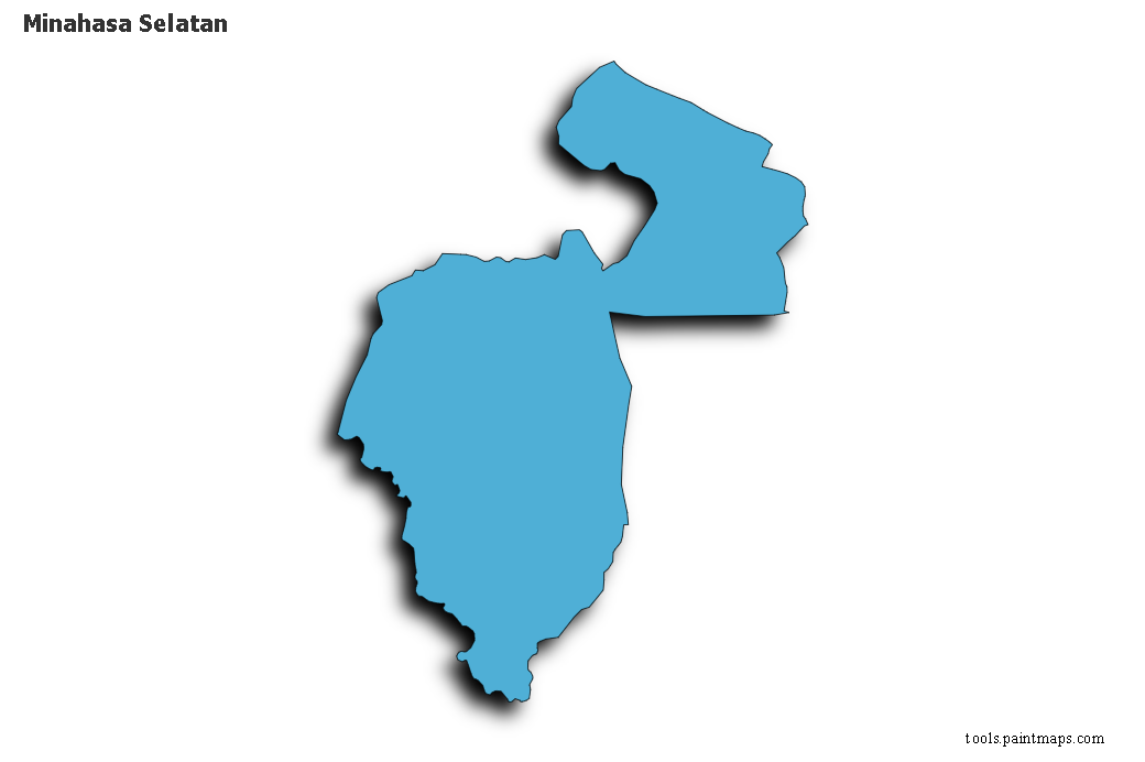 Mapa de Minahasa Selatan con efecto de sombra 3D