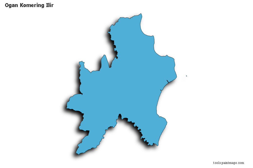 Mapa de Ogan Komering Ilir con efecto de sombra 3D