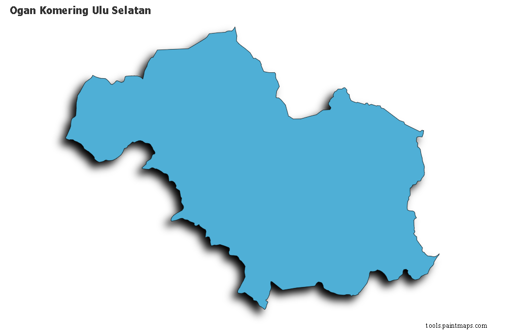 Mapa de Ogan Komering Ulu Selatan con efecto de sombra 3D