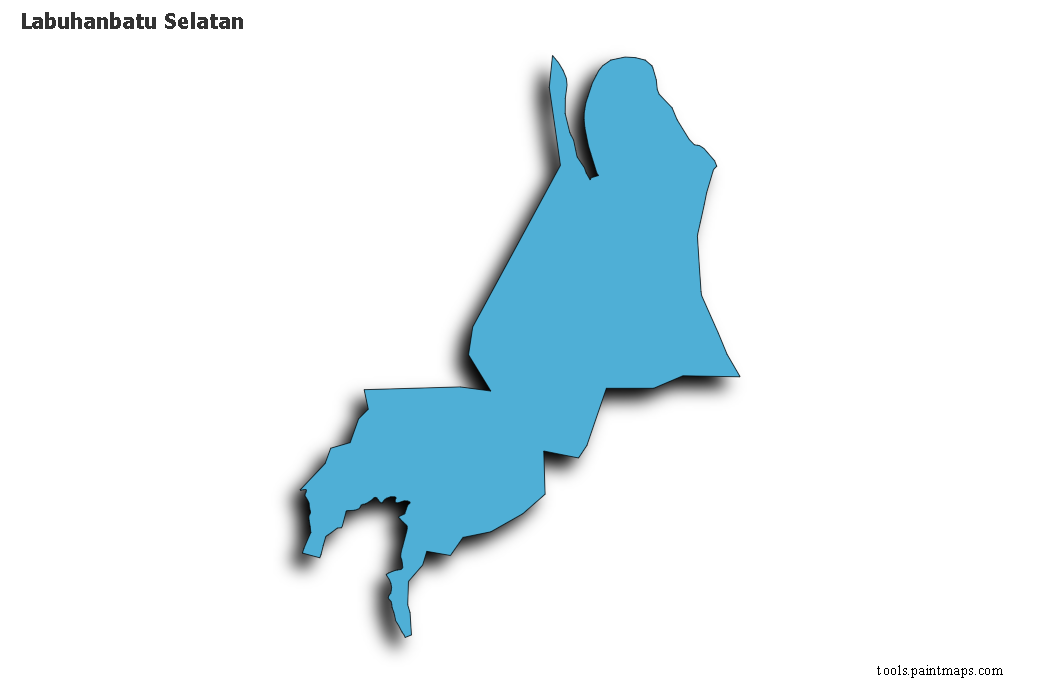 Mapa de Labuhanbatu Selatan con efecto de sombra 3D