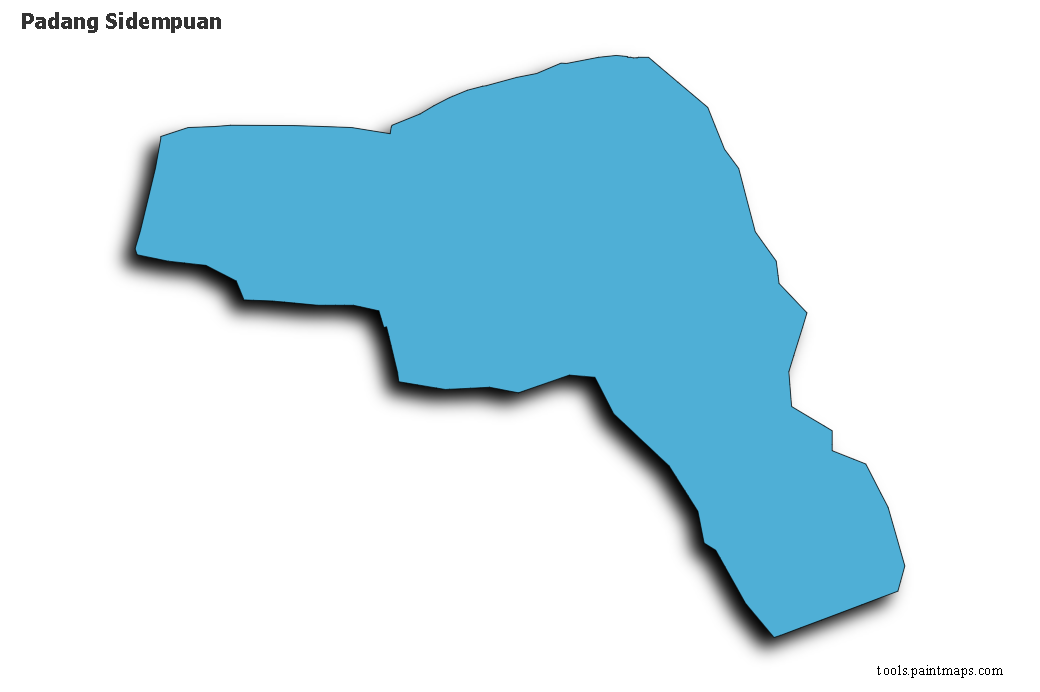 Padang Sidempuan map with 3d shadow effect