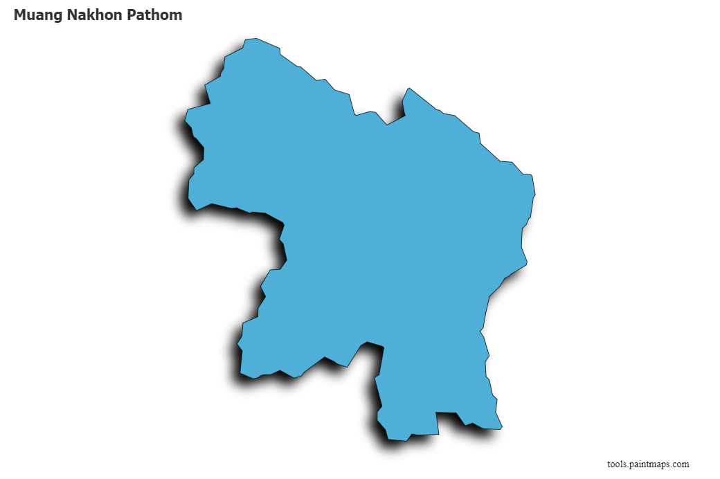 Nakhon Pathom map with 3d shadow effect