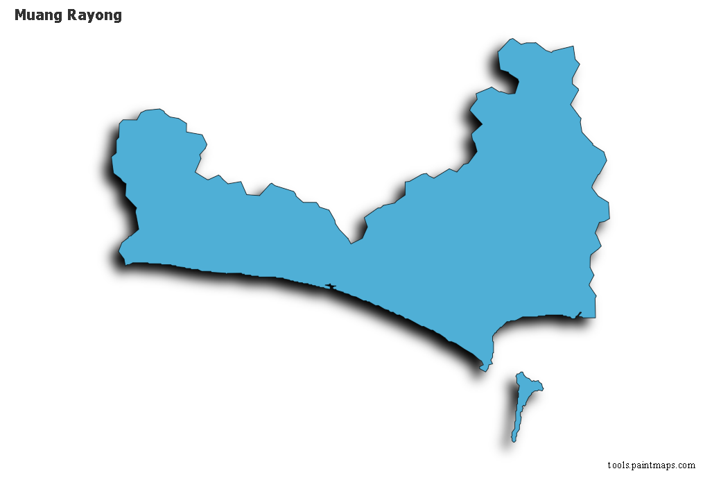 Mapa de Muang Rayong con efecto de sombra 3D