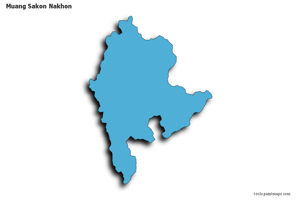 Mapa de Muang Sakon Nakhon con efecto de sombra 3D