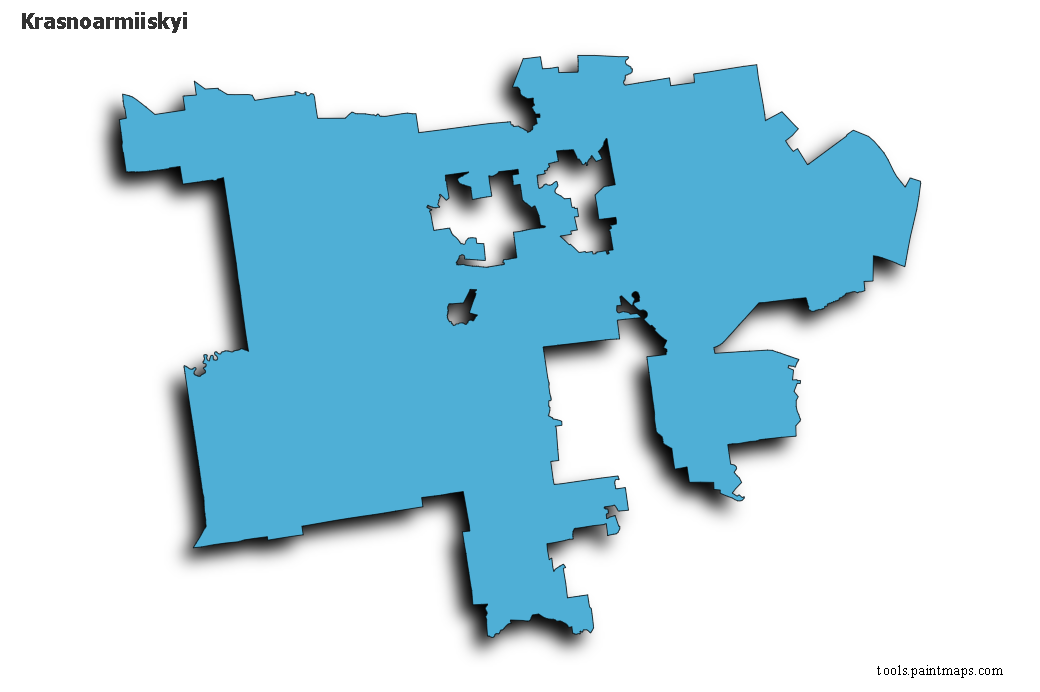 Mapa de Krasnoarmiiskyi con efecto de sombra 3D