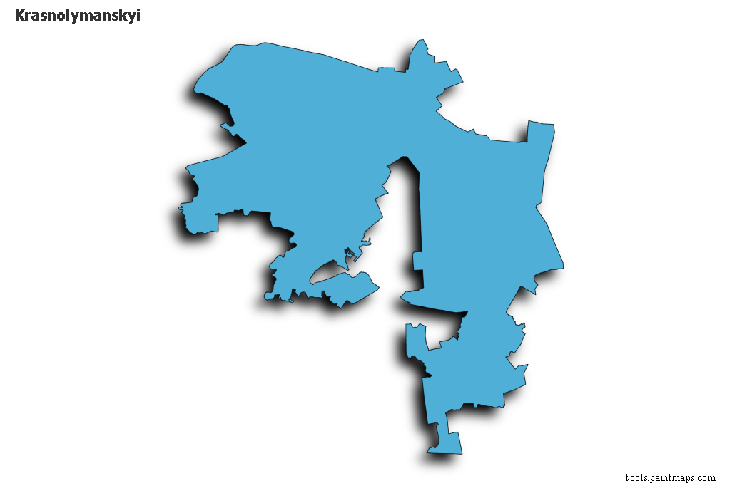 Mapa de Krasnolymanskyi con efecto de sombra 3D