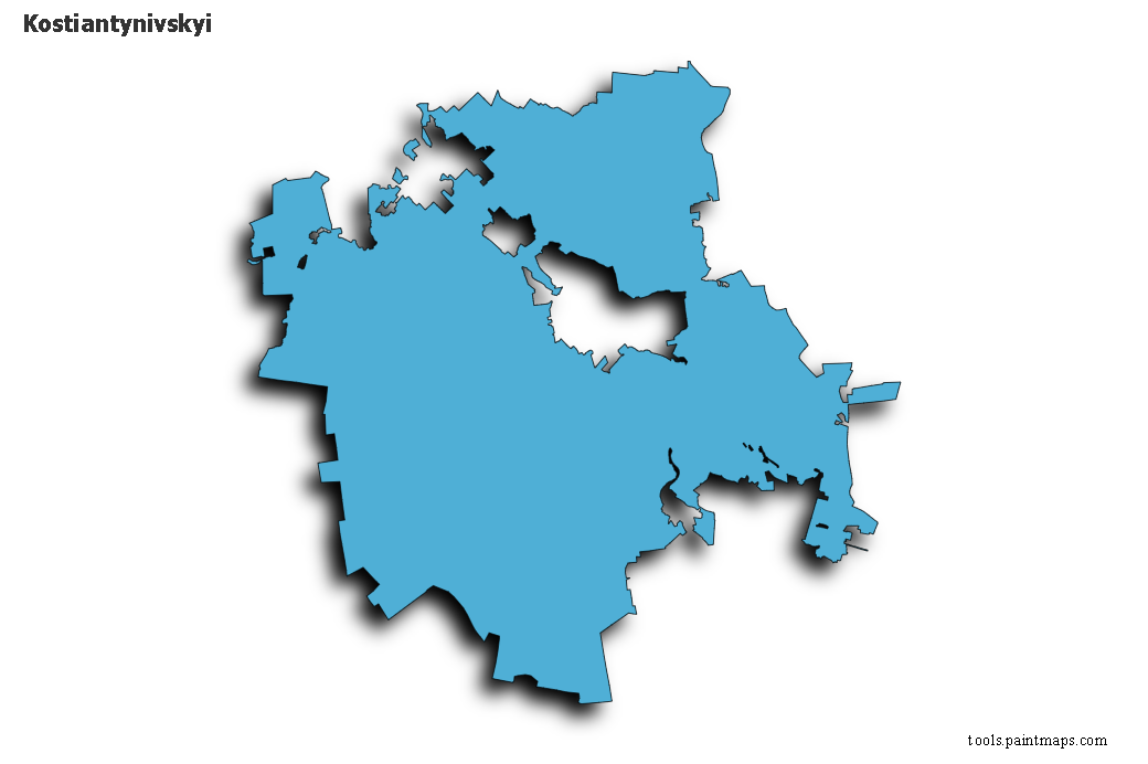 Mapa de Kostiantynivskyi con efecto de sombra 3D