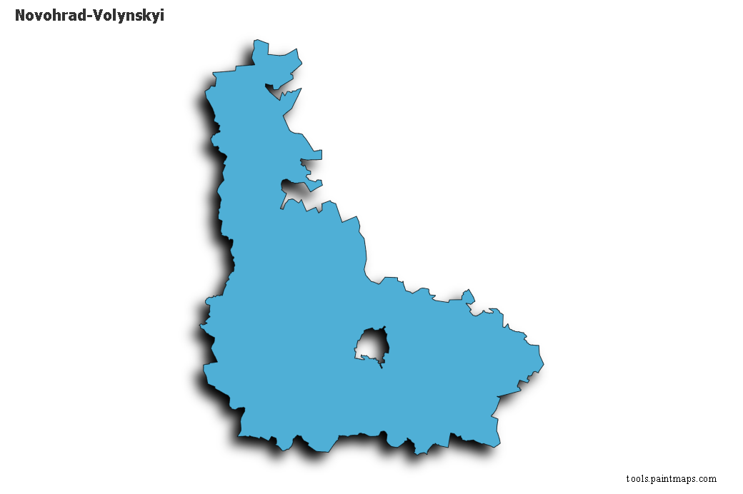 Novohrad-Volyns'kyi map with 3d shadow effect