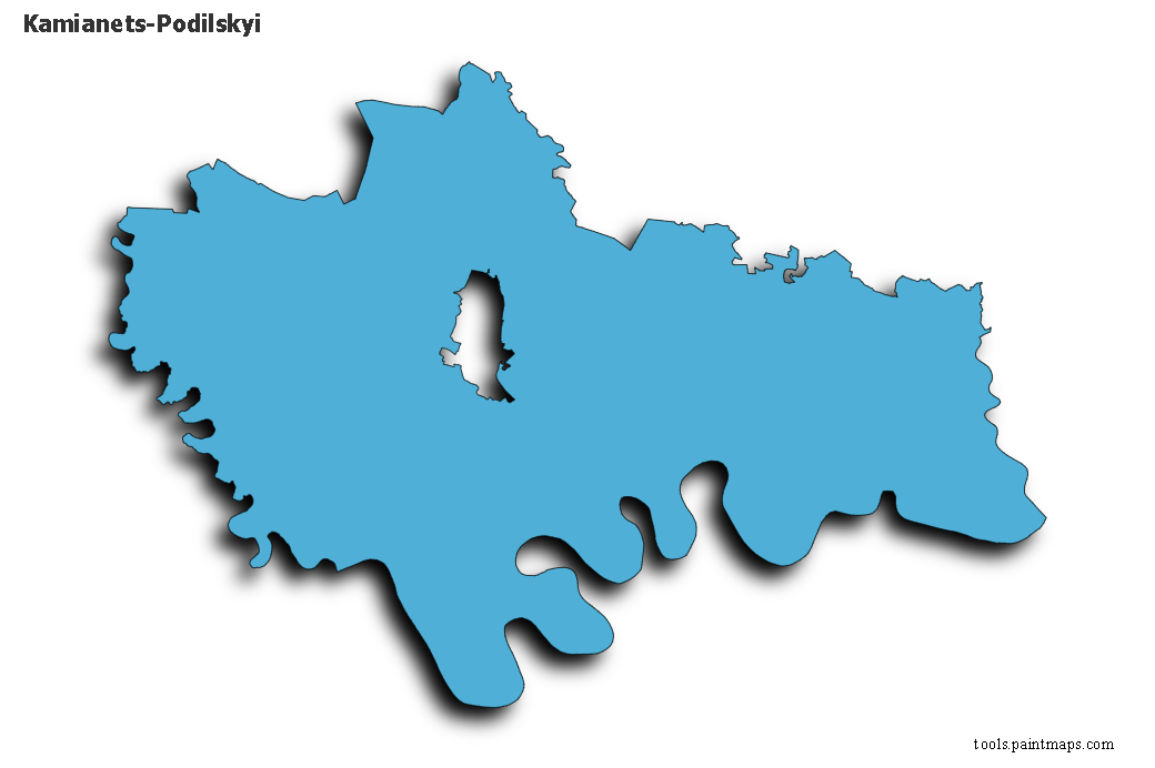 Mapa de Kamianets-Podilskyi con efecto de sombra 3D