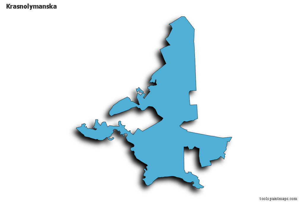 Mapa de Krasnolymanska con efecto de sombra 3D