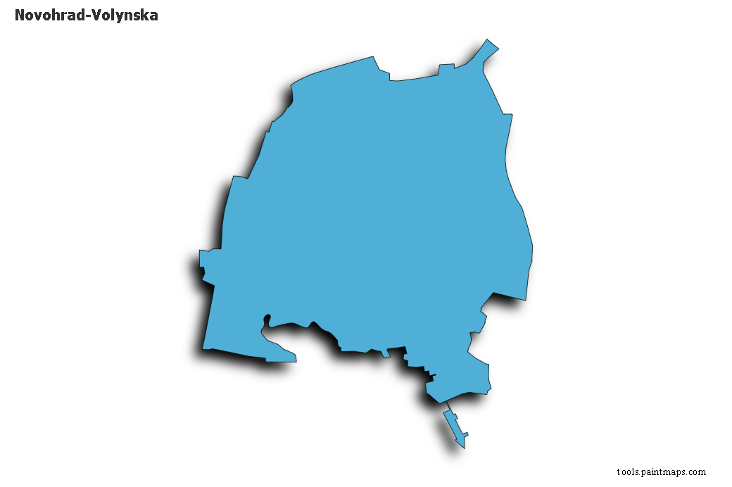 Mapa de Novohrad-Volynska con efecto de sombra 3D