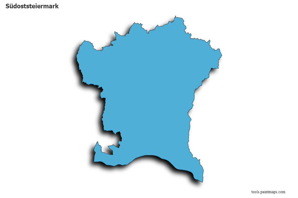 Mapa de Südoststeiermark con efecto de sombra 3D