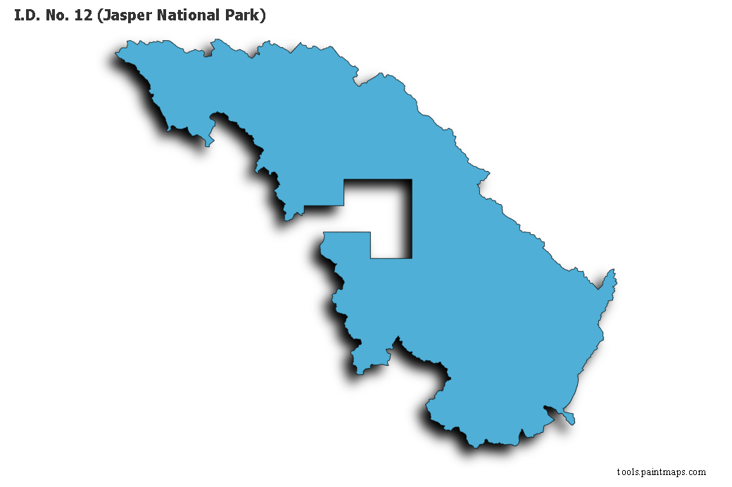 I.D. No. 12 (Jasper National Park) map with 3d shadow effect