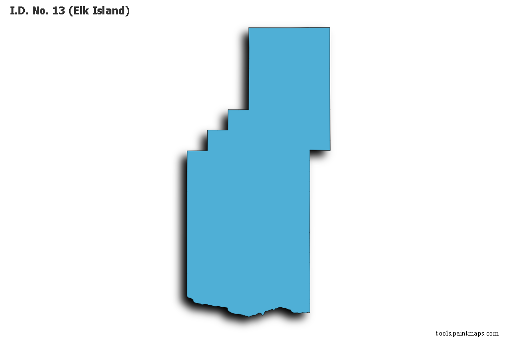 Mapa de I.D. No. 13 (Elk Island) con efecto de sombra 3D