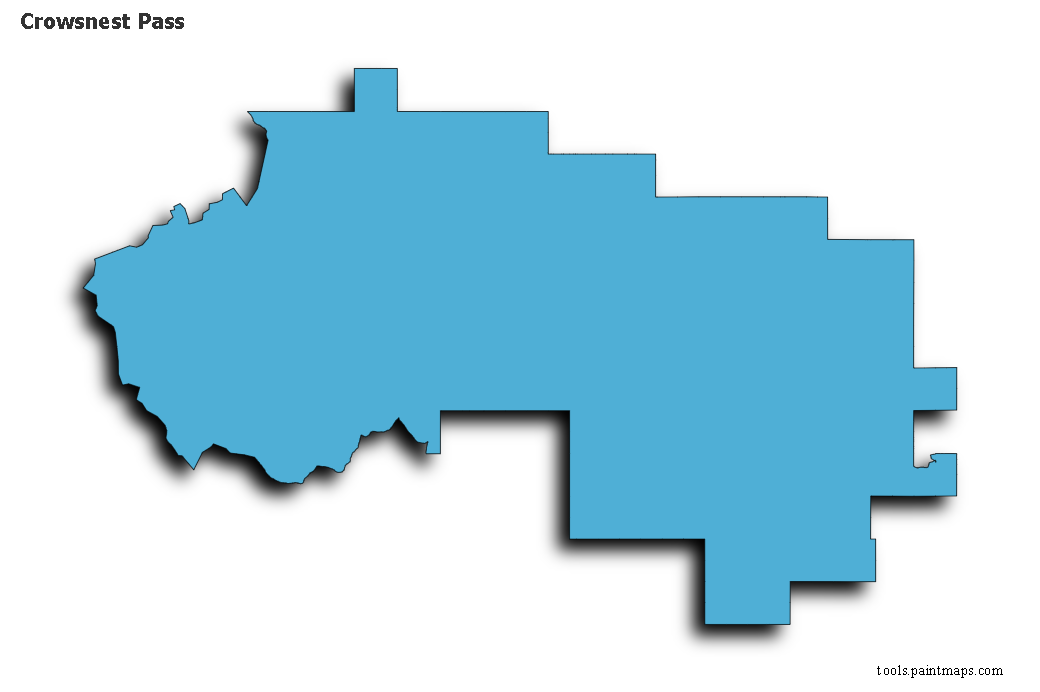 Crowsnest Pass map with 3d shadow effect