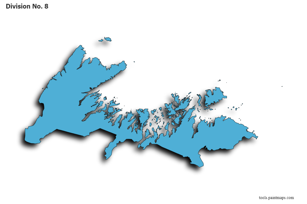 Mapa de Division No. 8 con efecto de sombra 3D
