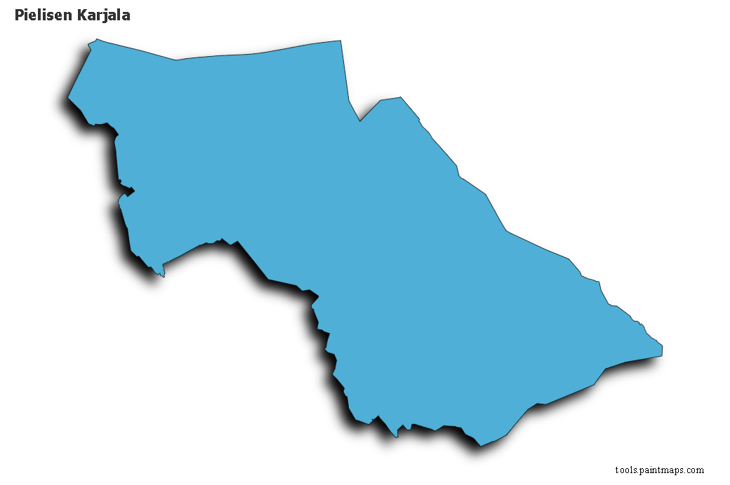 Mapa de Pielisen Karjala con efecto de sombra 3D