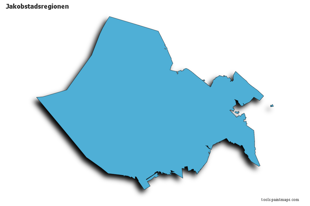 Jakobstadsregionen map with 3d shadow effect