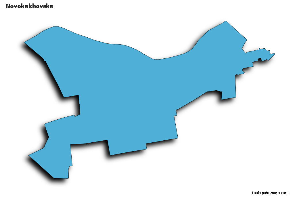 Mapa de Novokakhovska con efecto de sombra 3D