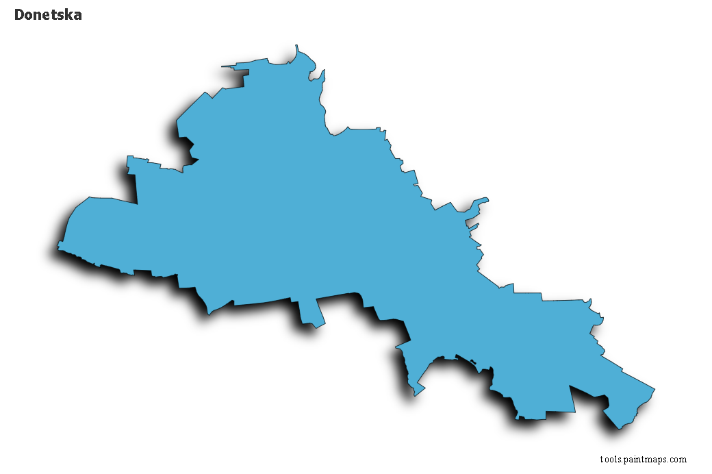 Mapa de Donetska con efecto de sombra 3D