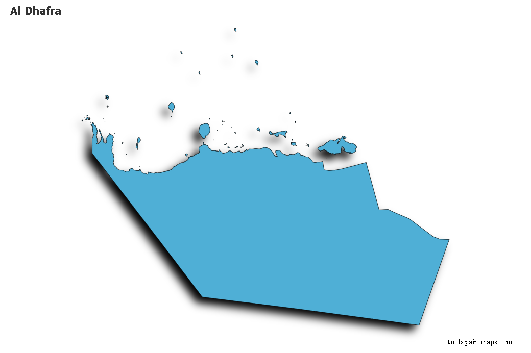 Mapa de Al Dhafra con efecto de sombra 3D