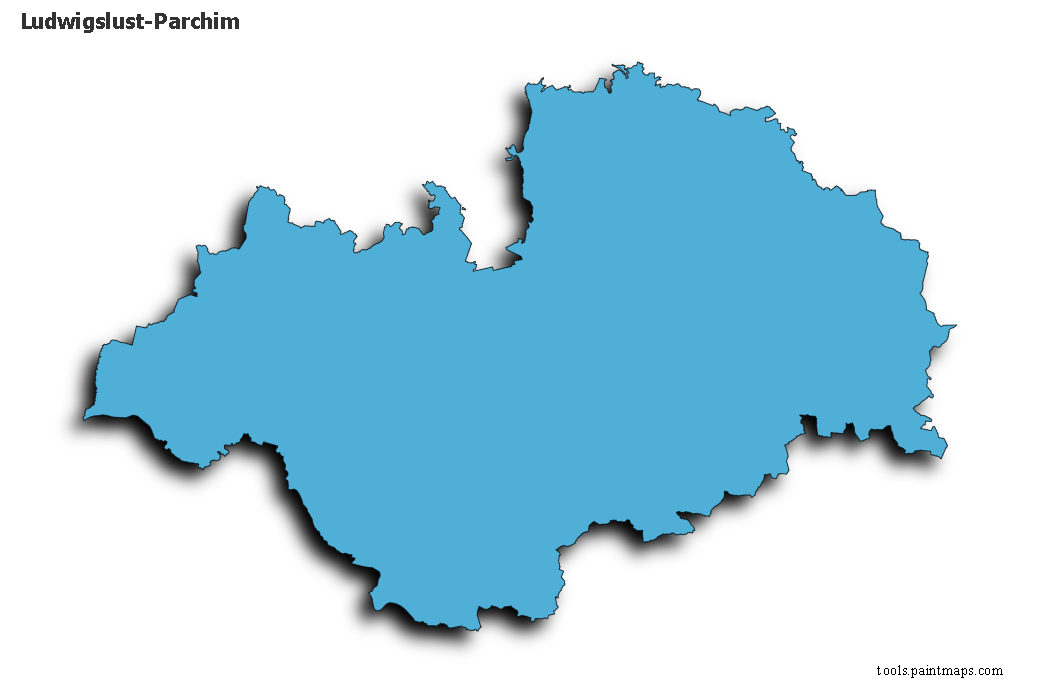 3D gölge efektli Ludwigslust-Parchim haritası