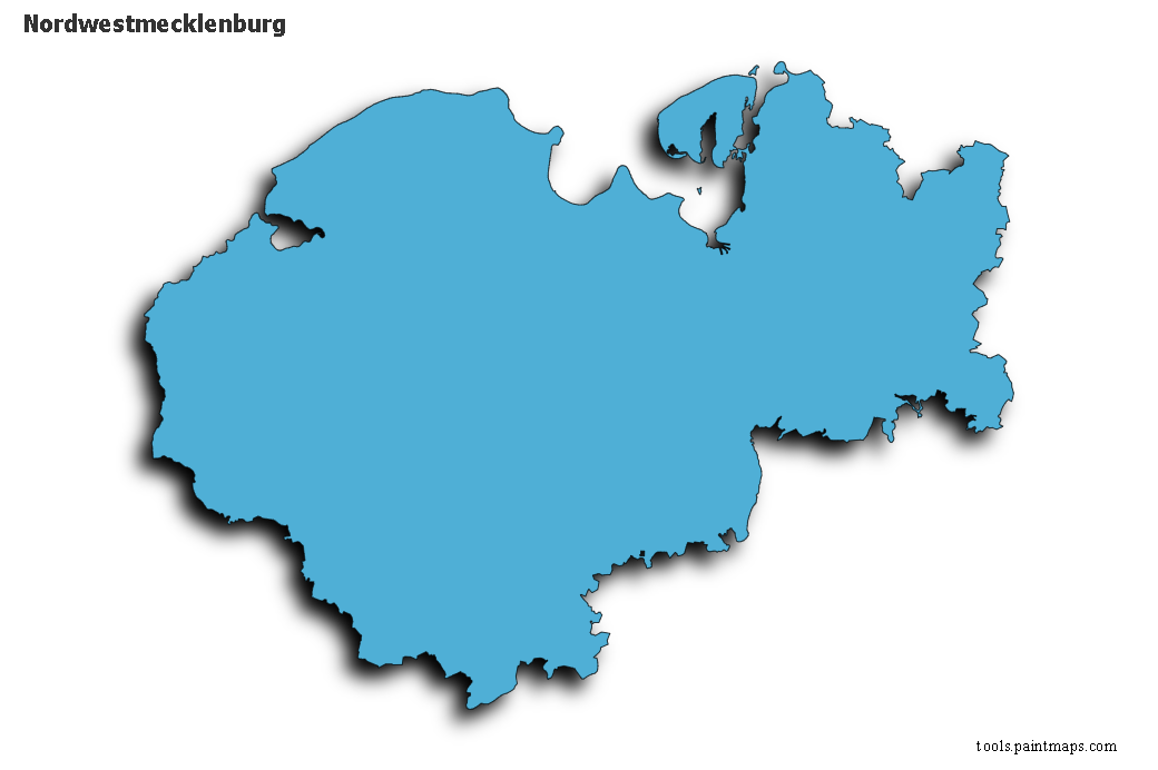 Nordwestmecklenburg map with 3d shadow effect