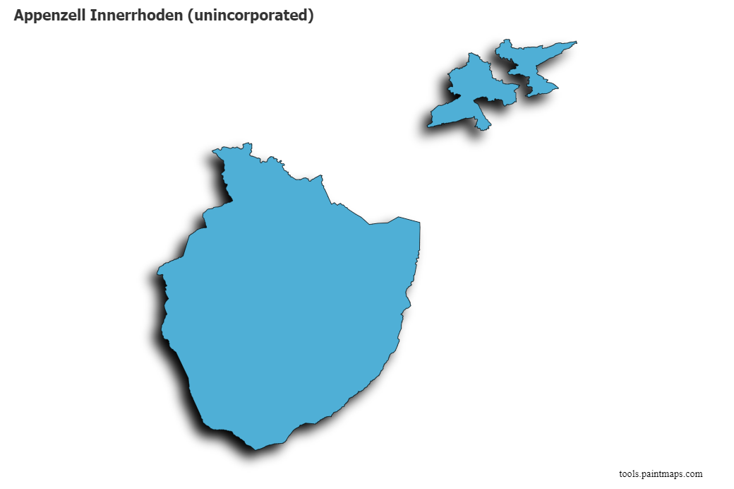 Appenzell Innerrhoden map with 3d shadow effect