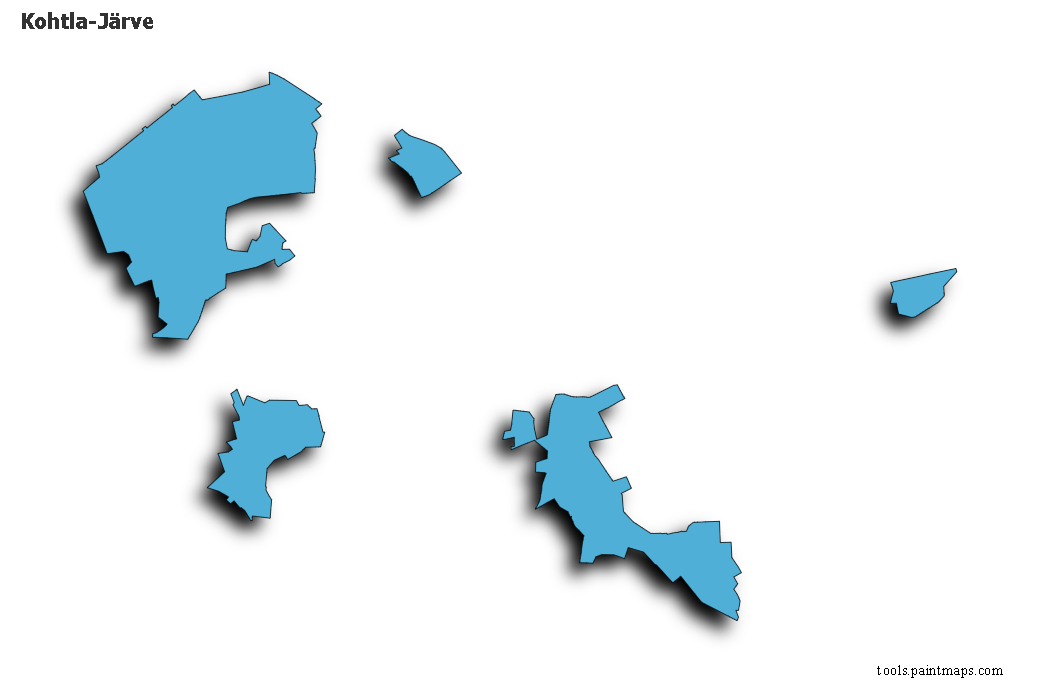 Mapa de Kohtla-Järve con efecto de sombra 3D