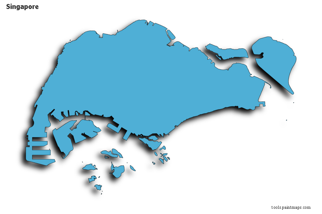3D gölge efektli Singapur haritası