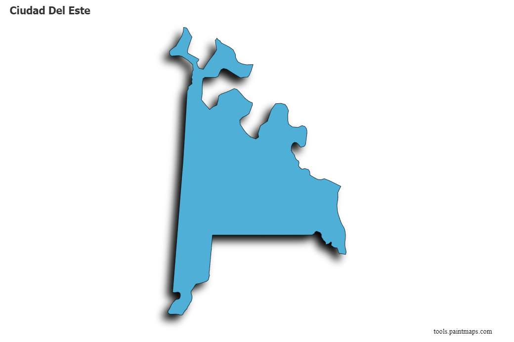 3D gölge efektli Ciudad del Este haritası