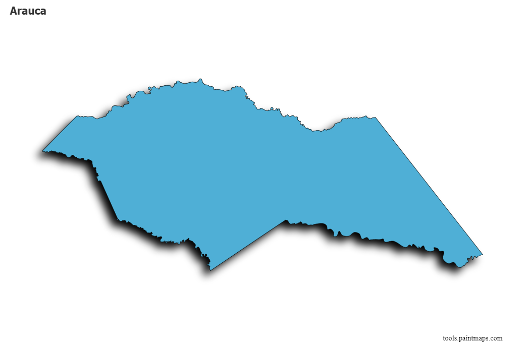 Mapa de Arauca con efecto de sombra 3D