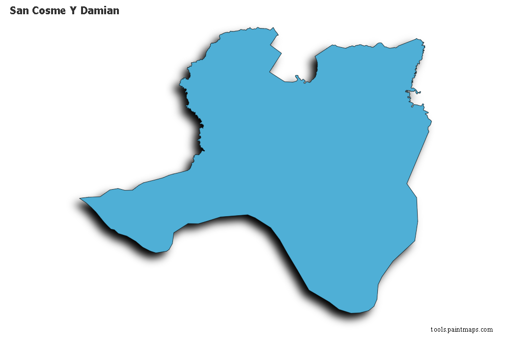 3D gölge efektli San Cosme Y Damian haritası