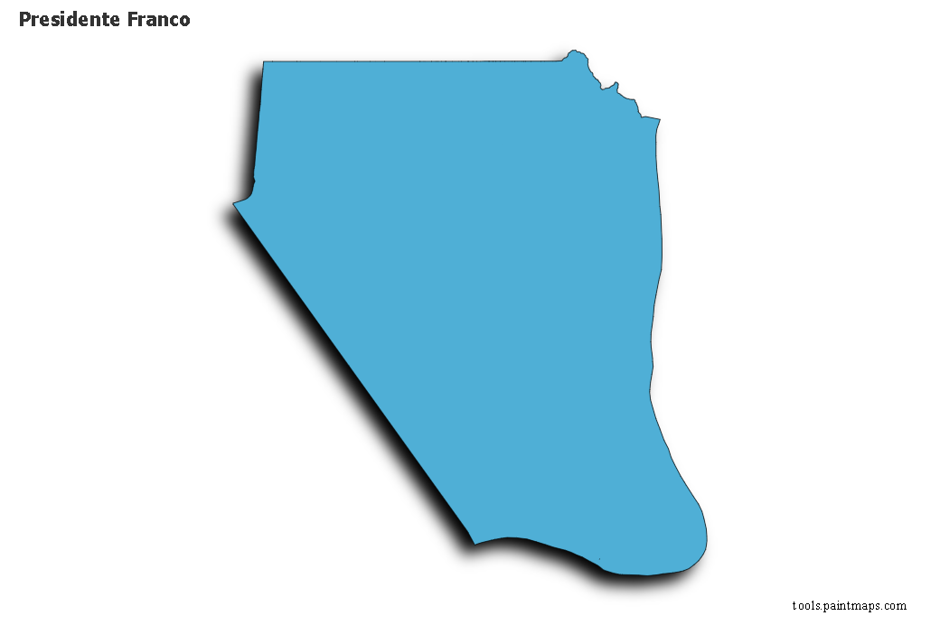 Presidente Franco map with 3d shadow effect