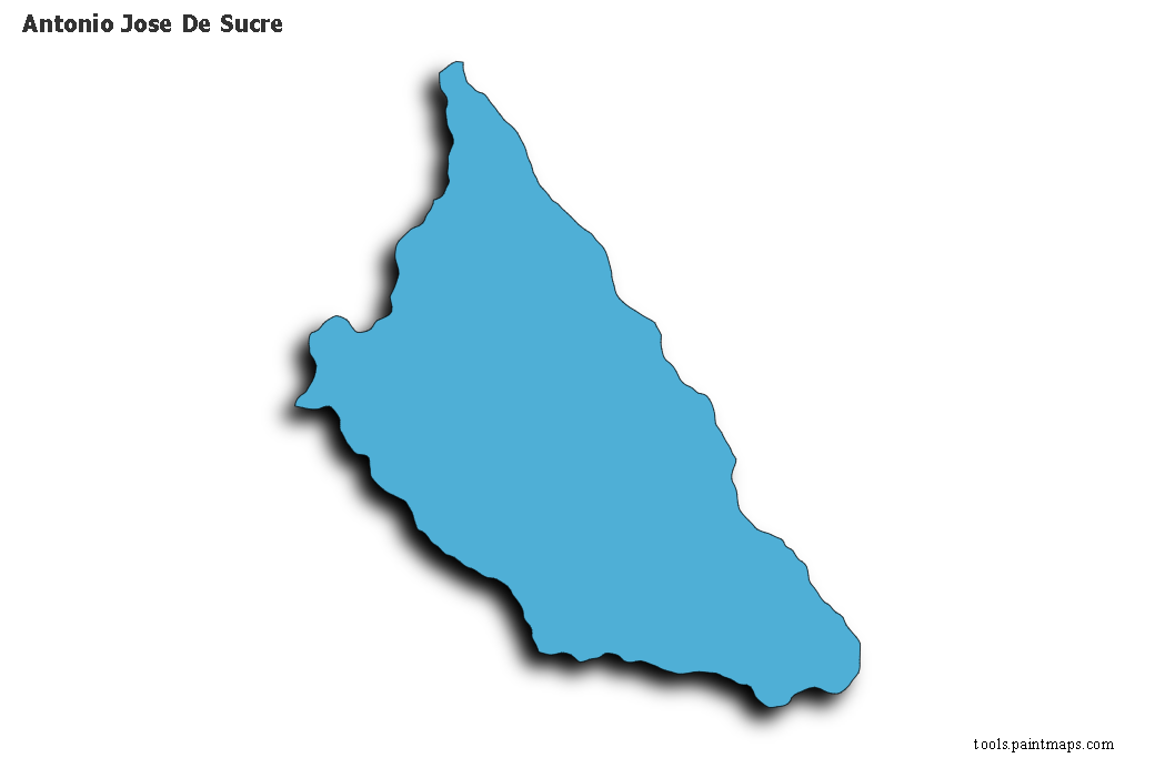 Mapa de Antonio Jose De Sucre con efecto de sombra 3D